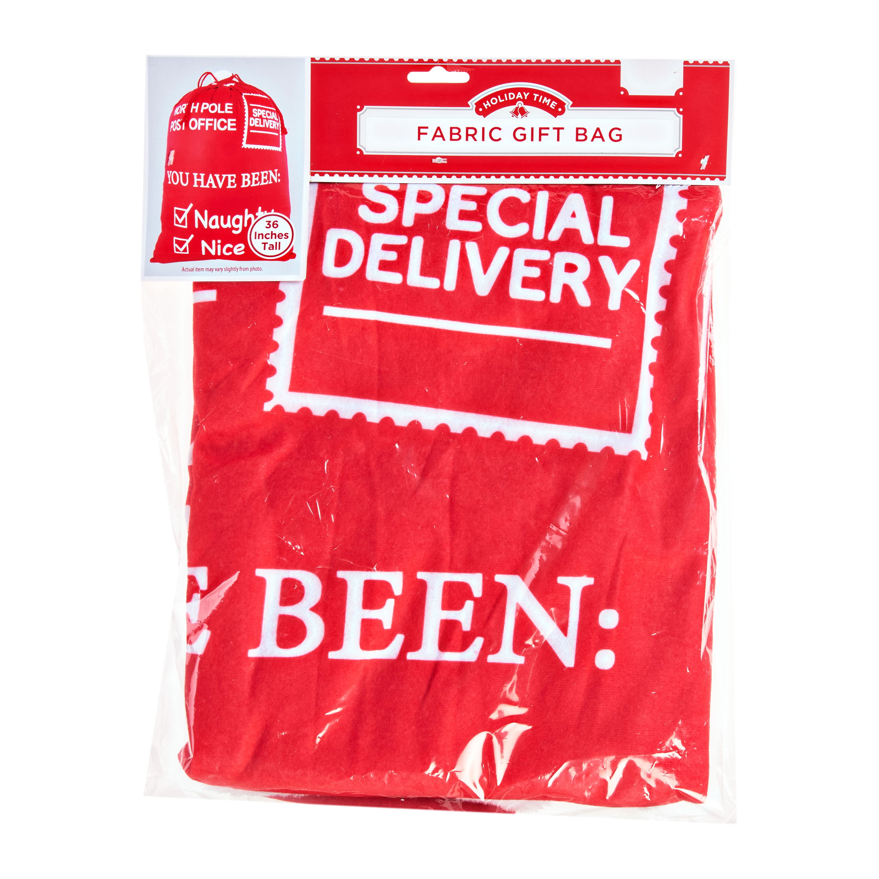 Holiday Time Christmas 36INCH Special Delivery Fabric Gift Bag
