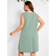 thumbnail image 6 of SHOWMALL Women's Plus Size Casual A-Line Dress, Sleeveless Summer Beach Dress with Pockets, Mint Green 5X High Waist Flowy Shift Dress for Daily Wear, 6 of 6