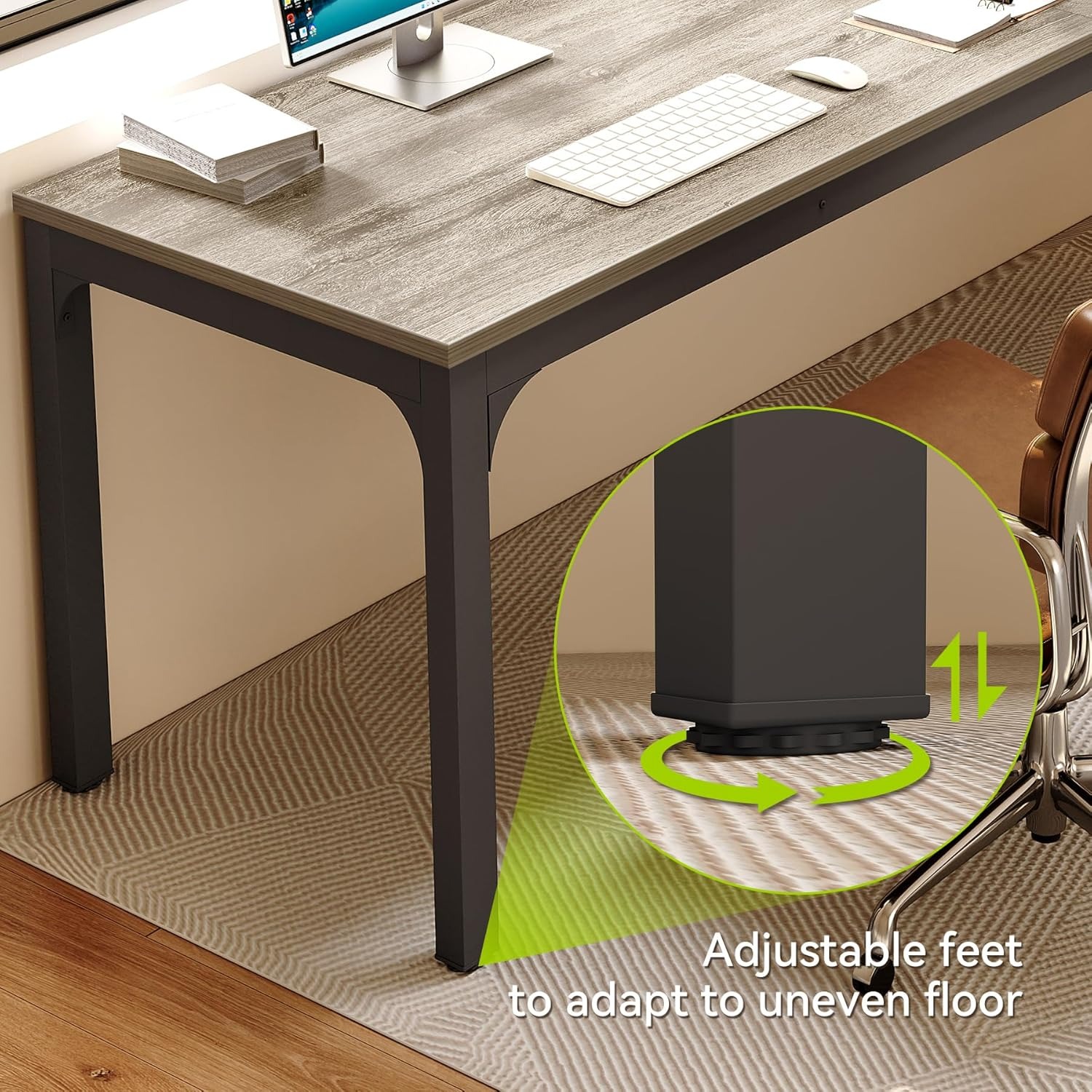 78.7-Inch Ultra Long 2 Person Desk, Grey + Black Gaming Computer Writing Table For Home Office, Sturdy Engineered Wood & Metal Double Workstation