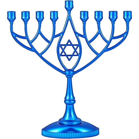 Zion Judaica Classic Geometric Silver-Plated Menorah, 9"