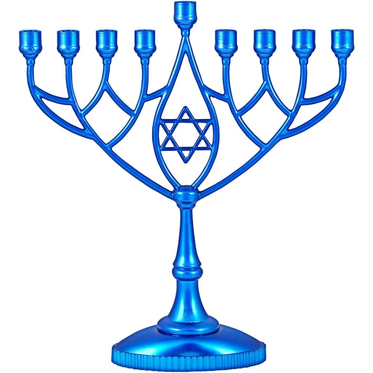Zion Judaica Classic Geometric Silver-Plated Menorah, 9" photo 1