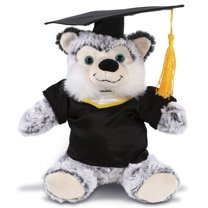 DolliBu Sitting Husky Graduation Plush Toy - Super Soft Graduation Stuffed Animal Dress Up with Gown and Cap with Tassel Outfit - Cute Congratulatory Graduation Gift - 9 Inches