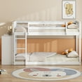 thumbnail image 3 of Harper & Bright Designs Twin over Twin Bunk Bed with 4 Drawers and 3 Storage Shelves, Wooden Bunk Bed Frame with Ladder for Bedroom, White, 3 of 17
