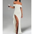 thumbnail image 6 of Off the Shoulder Wedding Guest Dress Bodycon High Split Formal Dress Cocktail Party Prom Long Dresses White S, 6 of 9