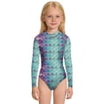 thumbnail image 4 of lnmuld Girls Swimsuits Long Sleeve Round Neck Swimsuit Front Cashion Sun Beachwear for Young Kids Size:3-4 Years, 4 of 6