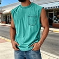 thumbnail image 2 of XFeng Men's Washed Sleeveless Tank Top, Crew Neck Pocket Casual Muscle Shirt, 2 of 4
