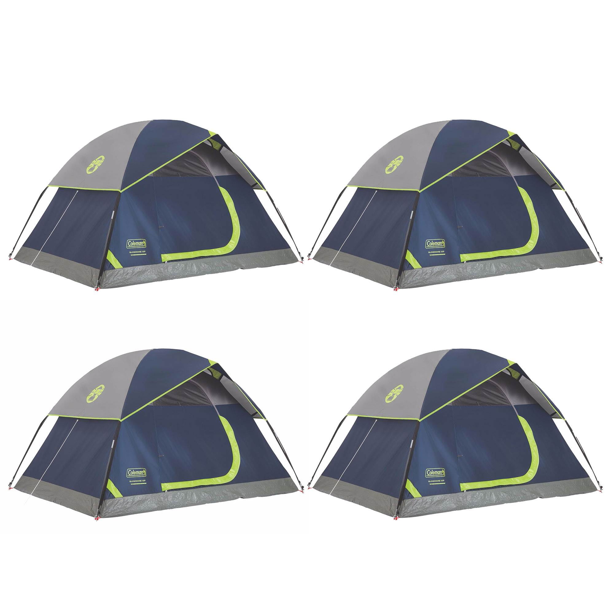Coleman Sundome 2 Person Outdoor Hiking Camping Tent w/ Rainfly (4 Pack)