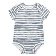 Baby Essentials Baby Boy 5 Piece Bodysuit Set, Cotton Blend Rompers with Matching Hat and Socks, Baby Outfit Gift, (6 months,Dads Little Dude Blue Multi)