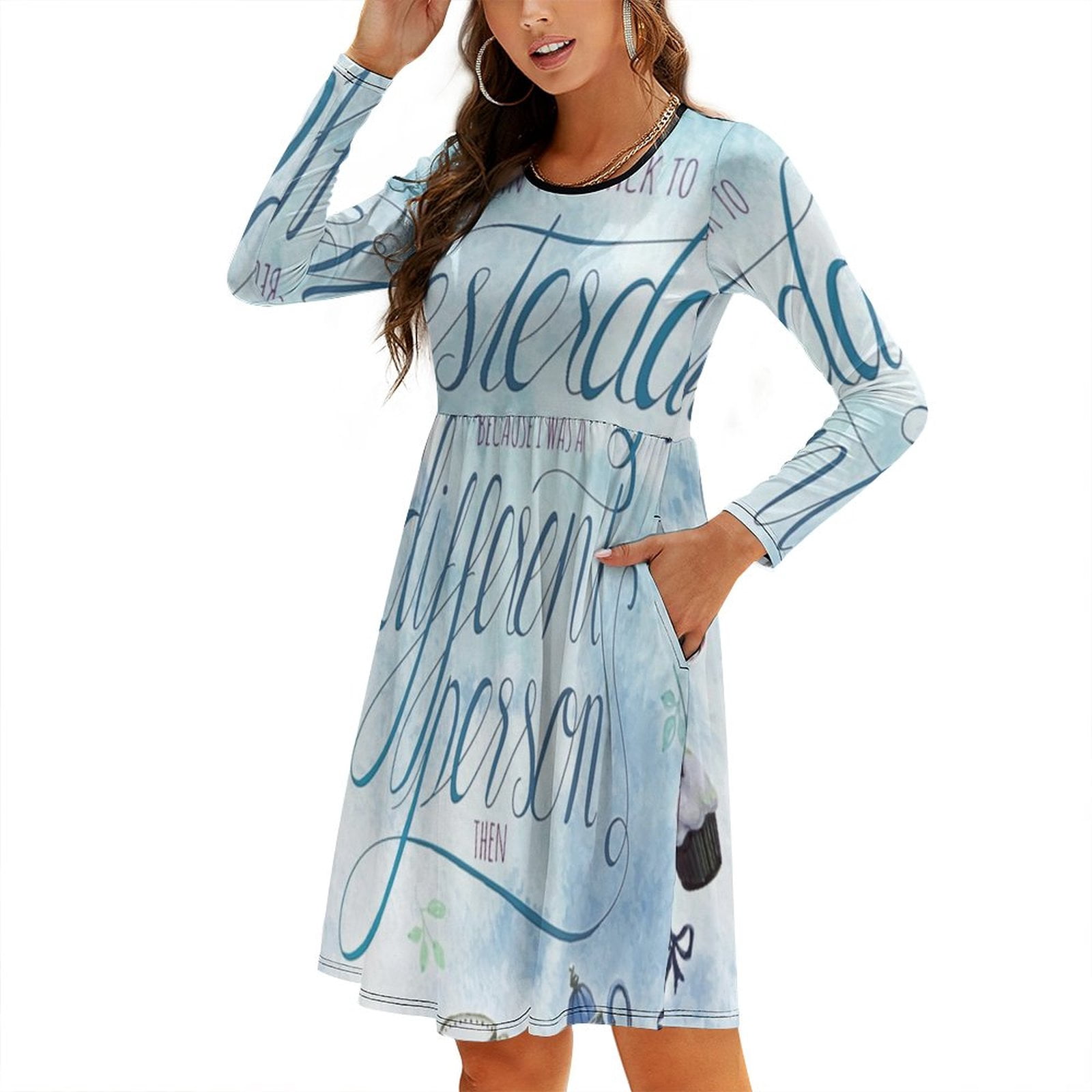 I Can'T Go Back To Yesterday Sweetheart Knot Flared Dress Fashion Design  Large Size Loose Dress Quote Books Book Read - Walmart.ca