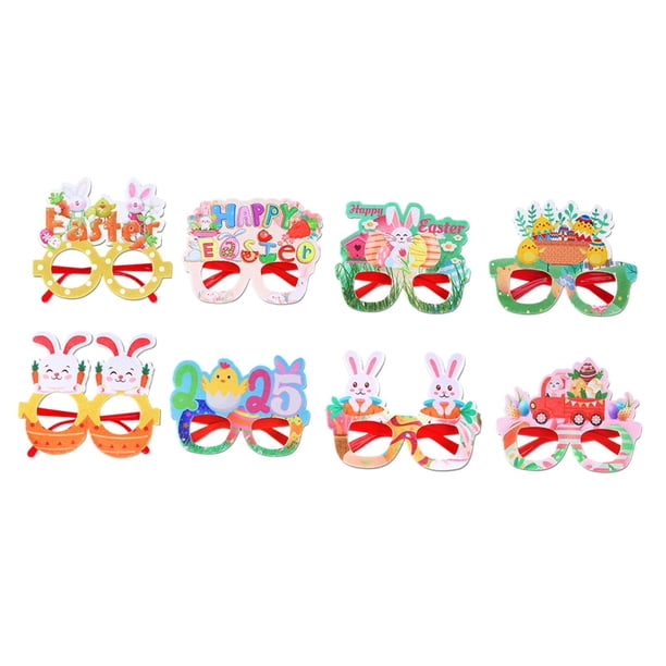8x Gafas de Pascua para Fotos, Huevos de Pollo, Gafas de Disfraz Originales, Regalos de Fiesta para Adultos, Niños y Niñas