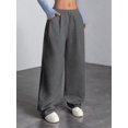 thumbnail image 6 of Women's Solid Corduroy Drapey Loose Wide Leg Casual Long Pants Gray XXL, 6 of 10