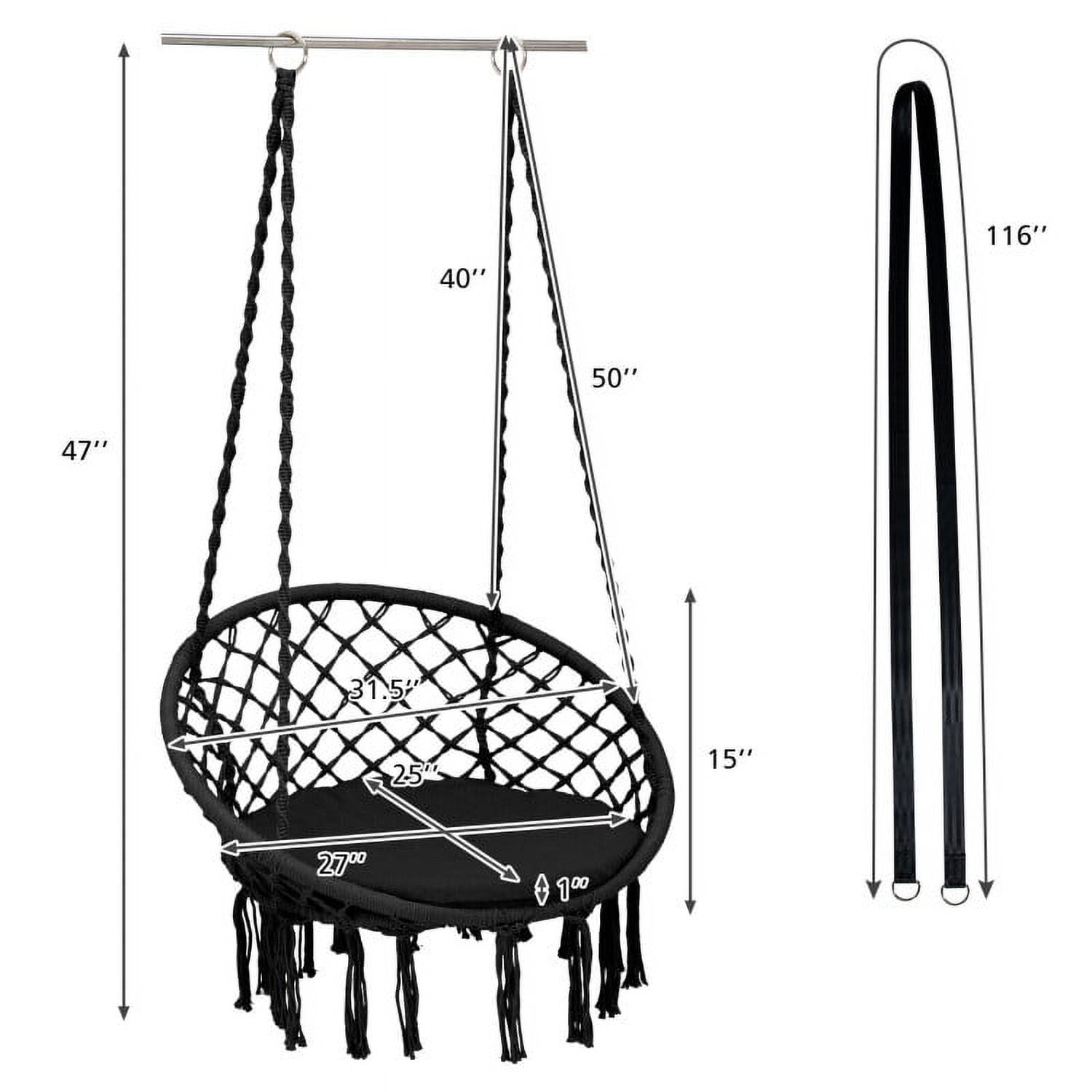 Aimee Lii Cushioned Hammock Swing Chair with Hanging Kit, Comfy Outdoor Chair, Black Aimee Lii Cushioned Hammock Swing Chair with Hanging Kit, Comfy Outdoor Chair, Black