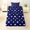 thumbnail image 3 of Manfei Glitter Stars Twin Sheets,Navy Blue White Bedding,3-Piece,1 Fitted Sheet and 1 Pillowcase, 3 of 6