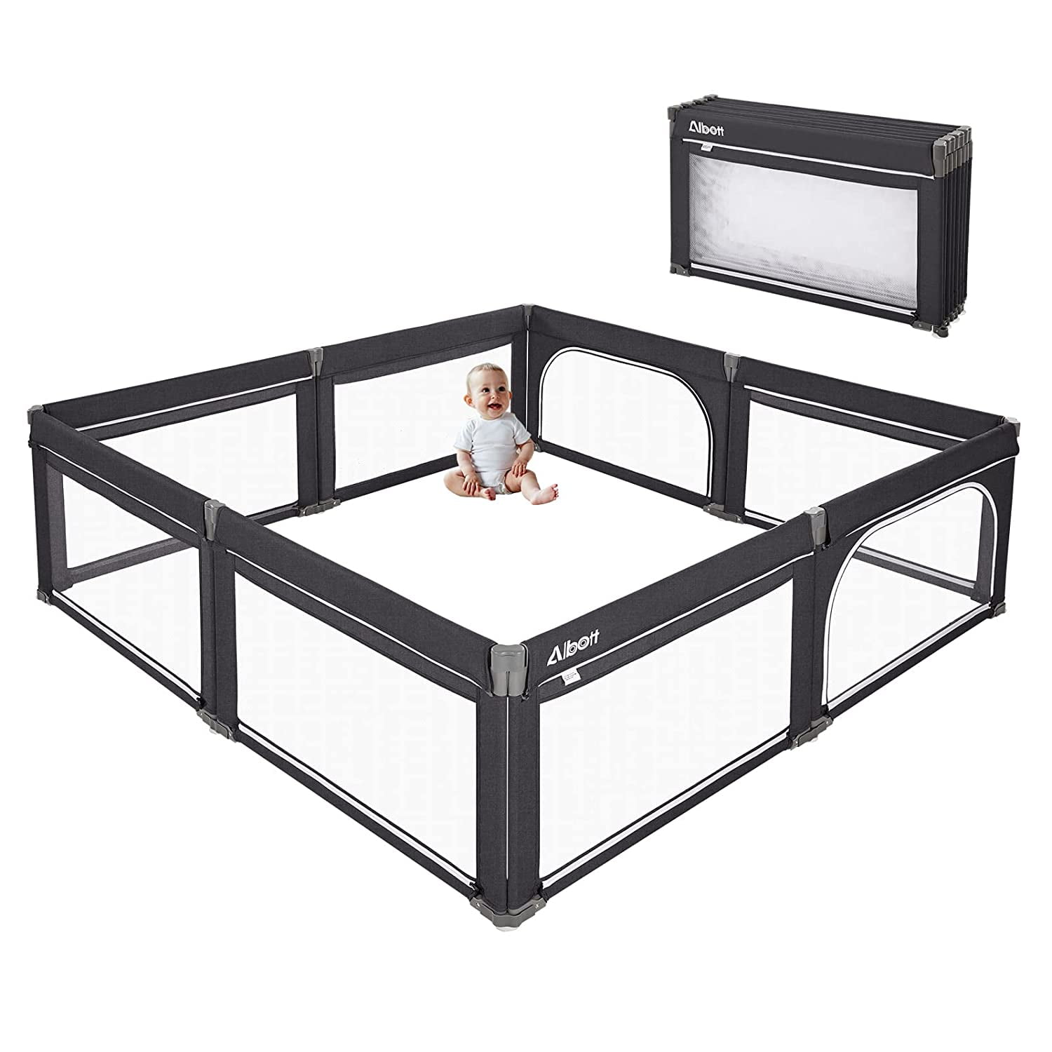 Albott Baby Playpen Foldable Playpen for Babies and Toddlers 89x89 in