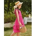 thumbnail image 3 of Arshiner Girls Dresses Flutter Sleeve A-Line Sundress Casual Summer Tiered Swing Midi Pocket Dress, 3 of 6
