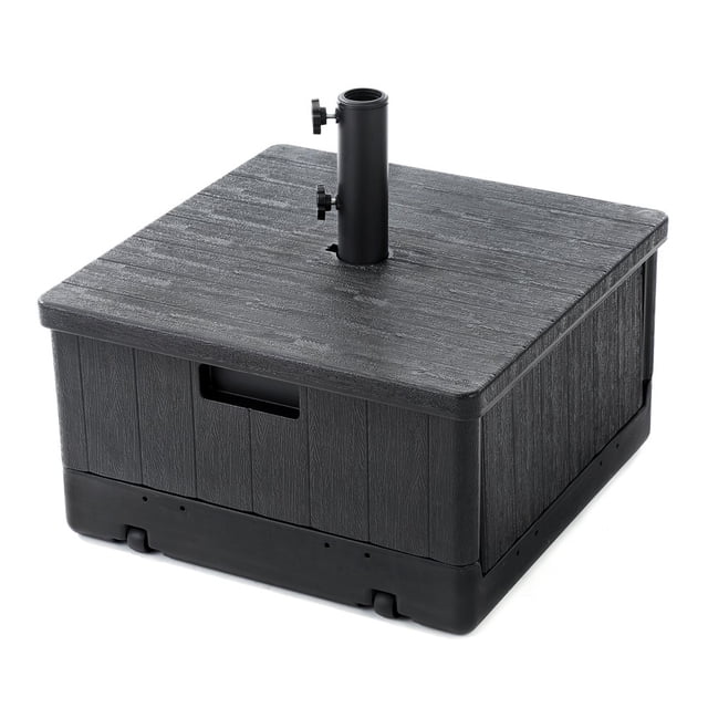 CHUANK Base de Parasol à Mât Central Demi-Lune 17 L (40 Lb) avec Design Mince en Rotin avec Support de Parasol en Acier