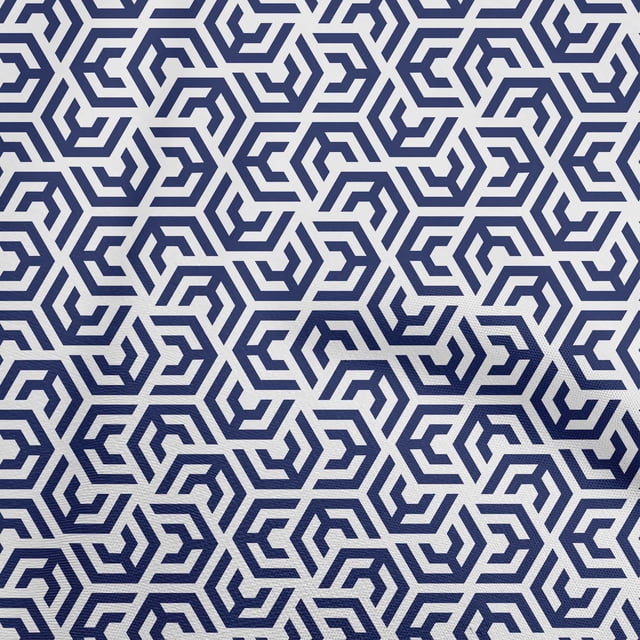 oneOone Velvet Navy Blue Fabric Geometric Craft Projects Decor Fabric Printed By The Yard 58 Inch Wide