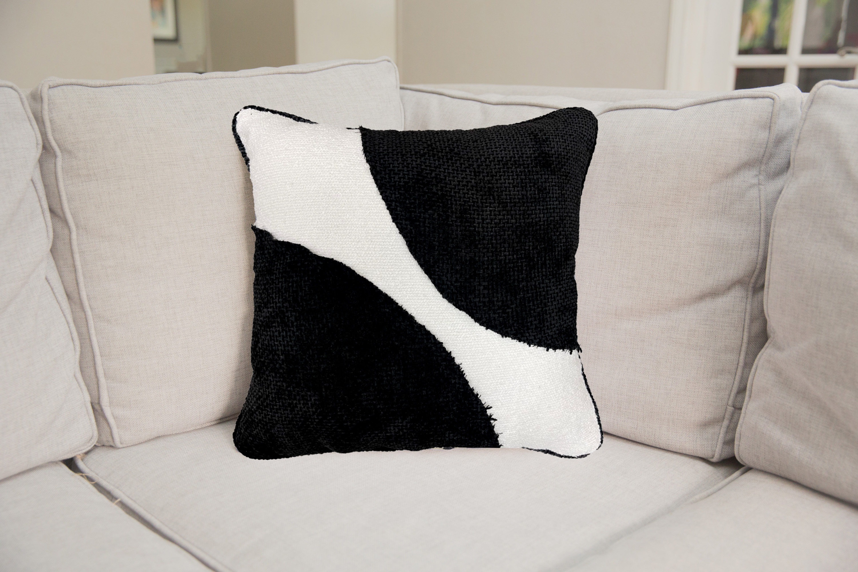 Mainstays MYOP Highway Black Decorative Pillow, Striped Accent Cushion
