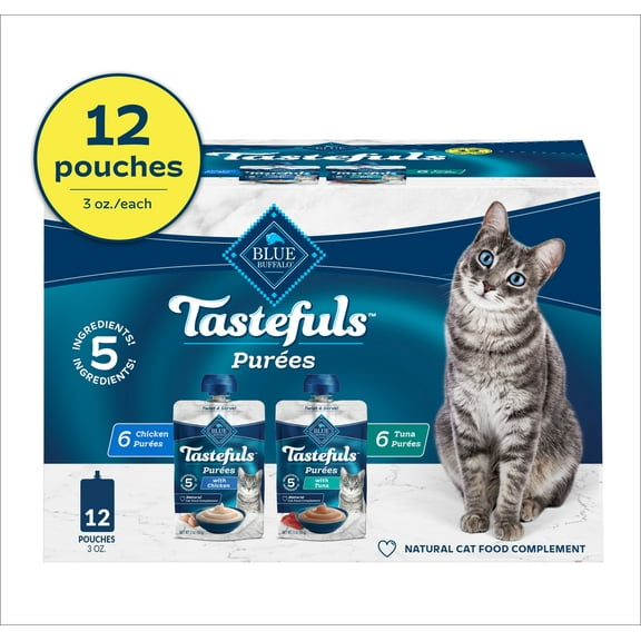 Blue Buffalo Tastefuls Purées Chicken & Tuna Variety Pack, 3-oz. (12 Pouches, 6 of Each)