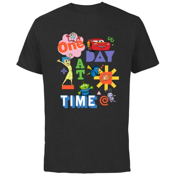 Disney PIXAR Feelin’ Fine One Day At A Time - Short Sleeve Cotton T-Shirt for Adults - Customized-Black