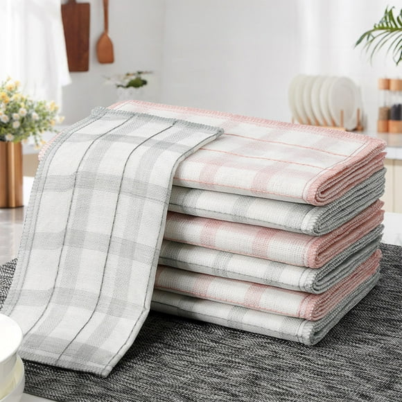 Chiffon de Nettoyage en Fibres Fines / Torchon en Microfibre et Tampon à Récurer / Chiffons de Cuisine Absorbants et Durables 30x30cm / Lot de 5 en Rouge et Gris
