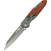 Pocket Knife - Camping Hiking Hunting Fishing Folding Knife Wood Handle with Locker EDC Gift for Men Women