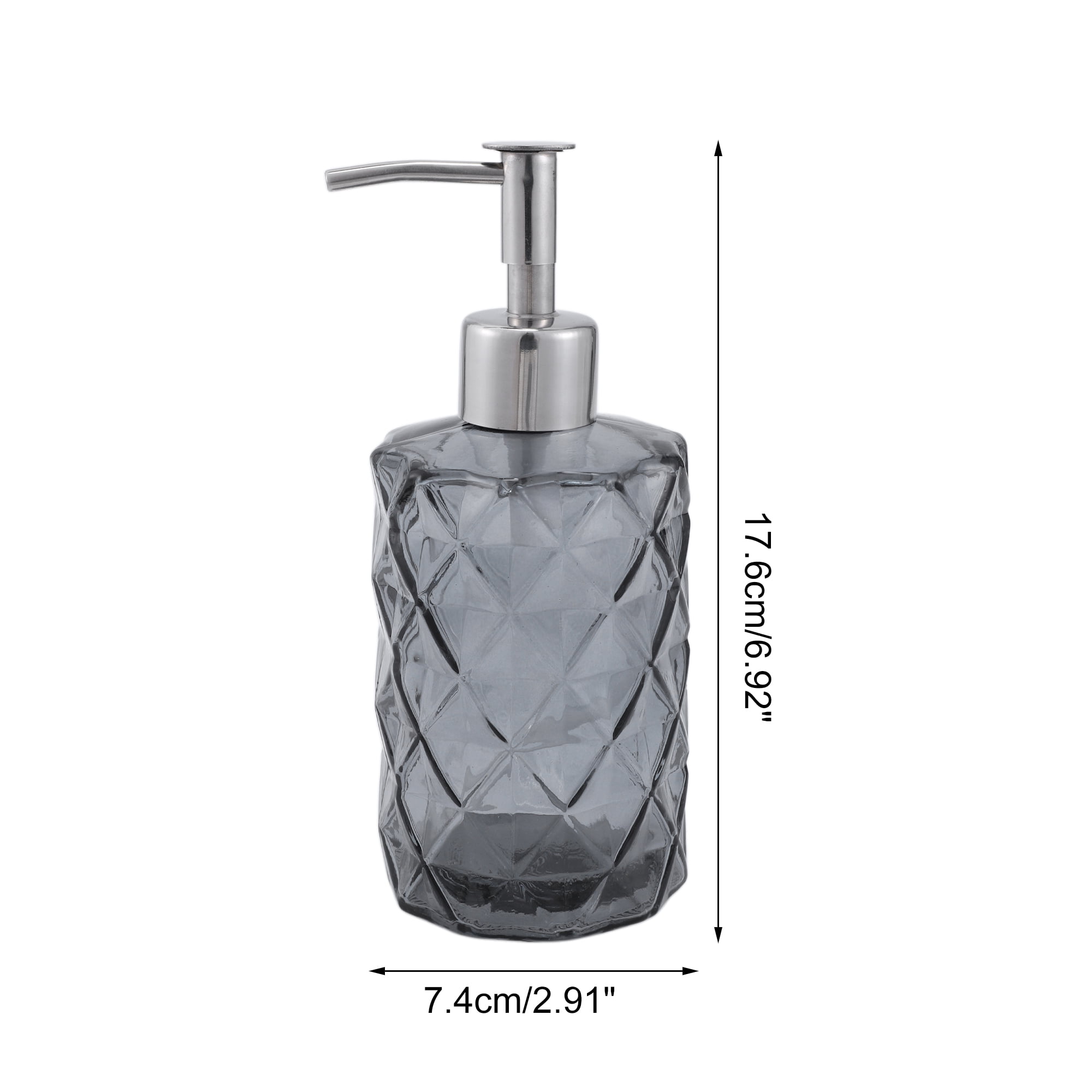 Unique Bargains 1 Pc Elegant Soap Pump Dispenser for Bathroom 11.15oz Gray Silver Tone