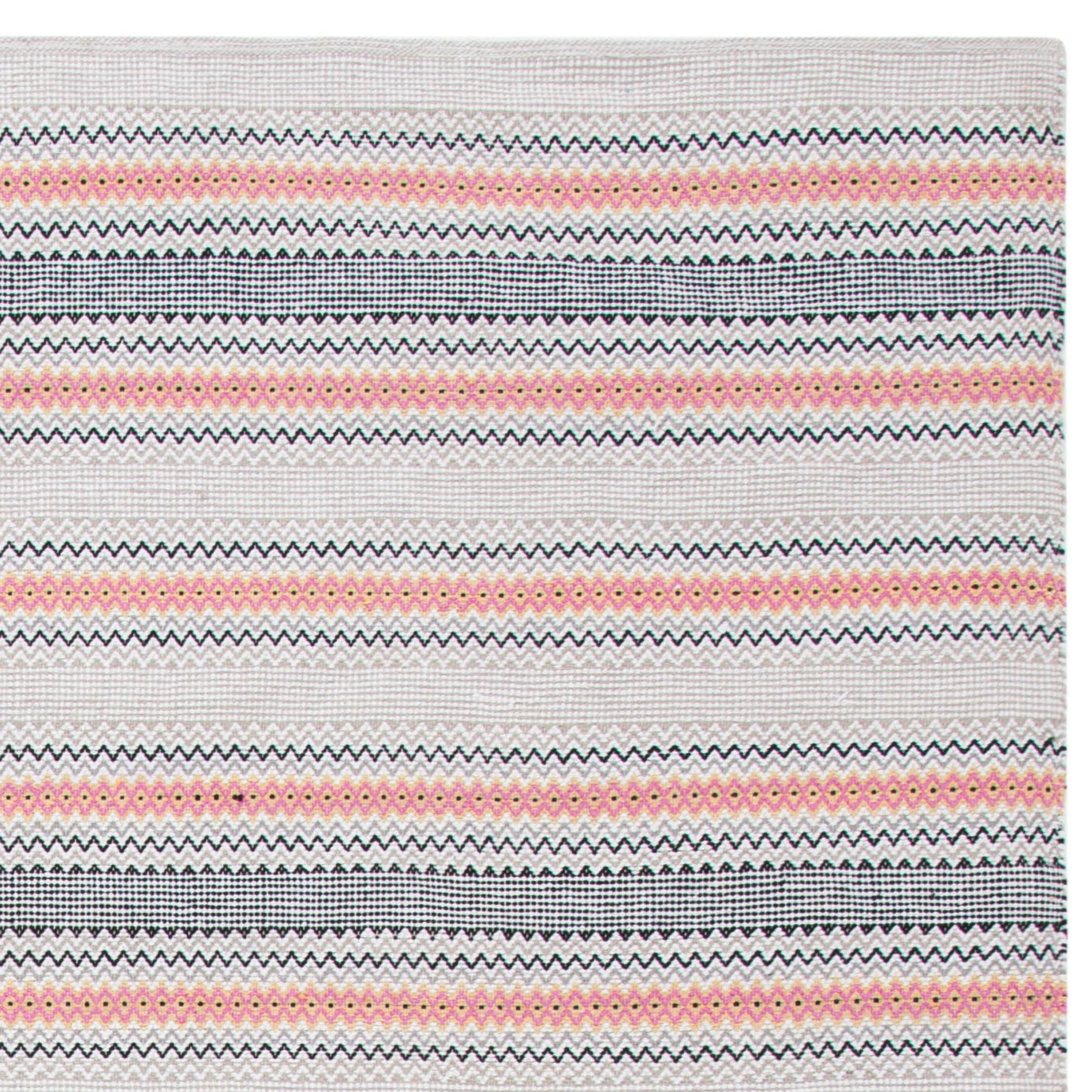 SAFAVIEH Montauk Spots Geometric Striped Cotton Area Rug, Pink/Beige, 6' x 9'