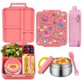 thumbnail image 1 of WAKSOX Bento Lunch Box Lunch Containers 4 Compartments with Soup Thermos for Hot and Cold Food Jar/Spoon/Lunch Bag Insulated Leak Proof for Girls, 1 of 7