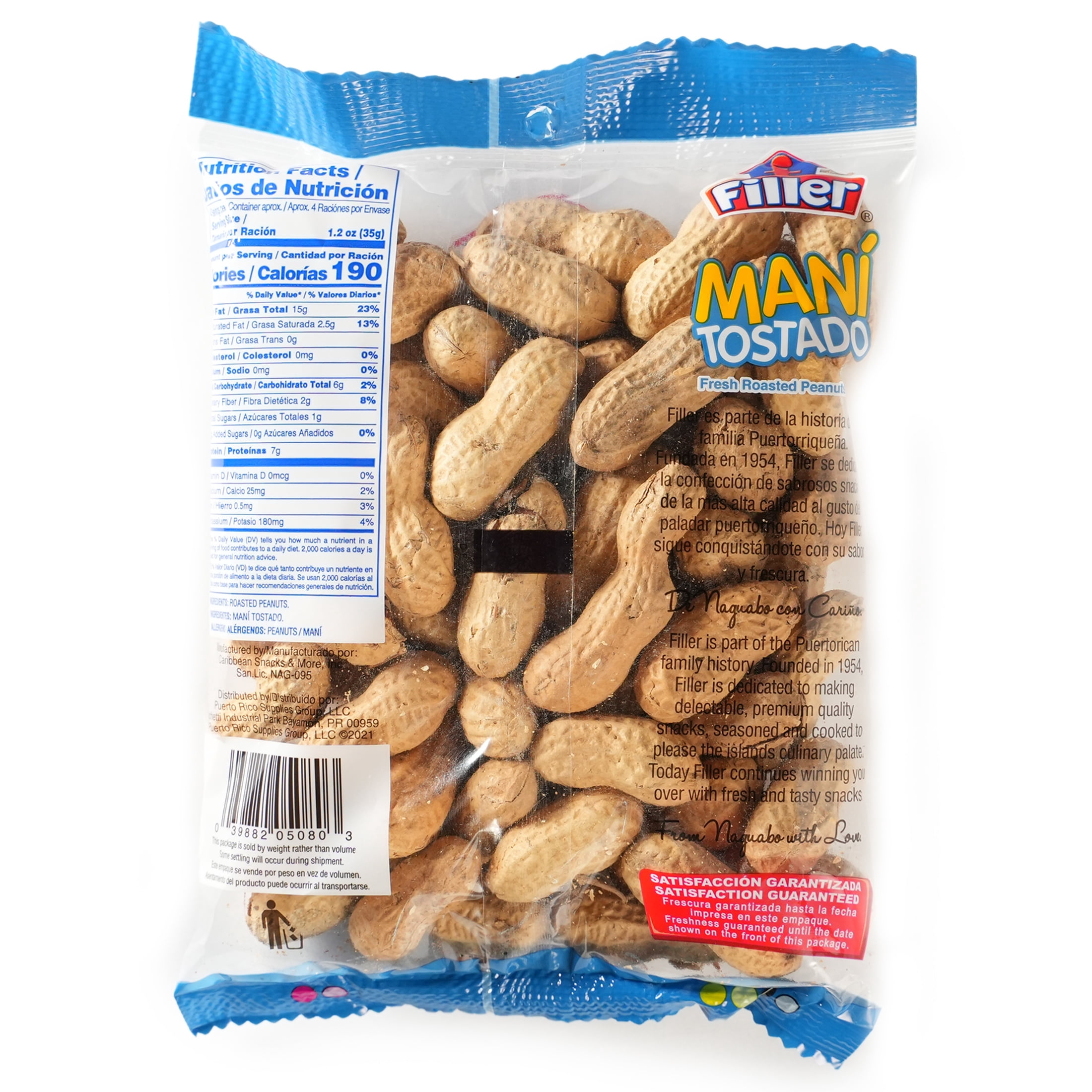 Filler Fresh Roasted Peanuts, 4.05 oz.,  Made in Puerto Rico, Contains Nuts