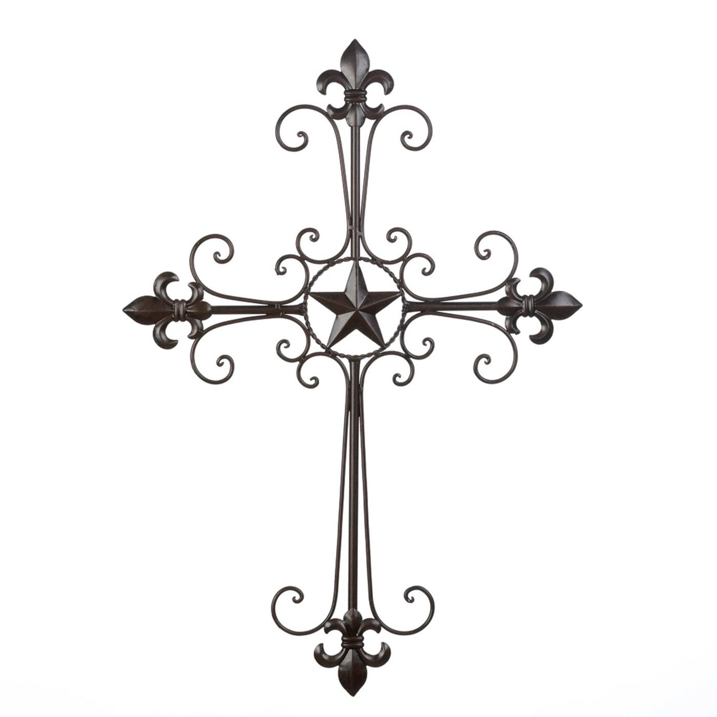 Medallion Open Black 18 Inch Metal Decorative Hanging Wall Cross 