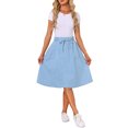 thumbnail image 2 of INSPIRE CHIC Women's Jean Skirts Elastic Waist Casual A-Line Midi Denim Skirt with Pockets M Light Blue, 2 of 5