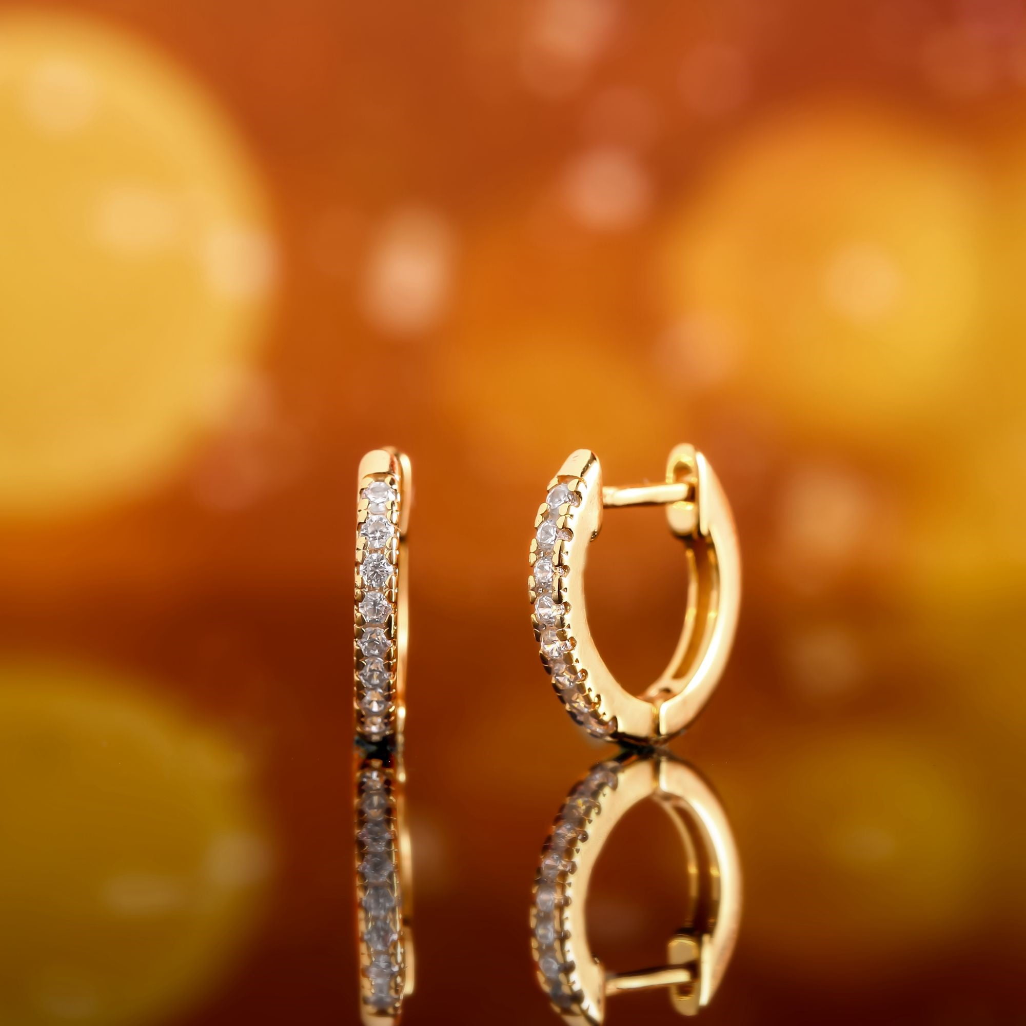 Peermont 18k Gold Overlay Hollywood Huggie Crystal Earrings