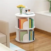 2 Tier 360° Rotating Stackable Shelves Bookshelf Organizer (White)
