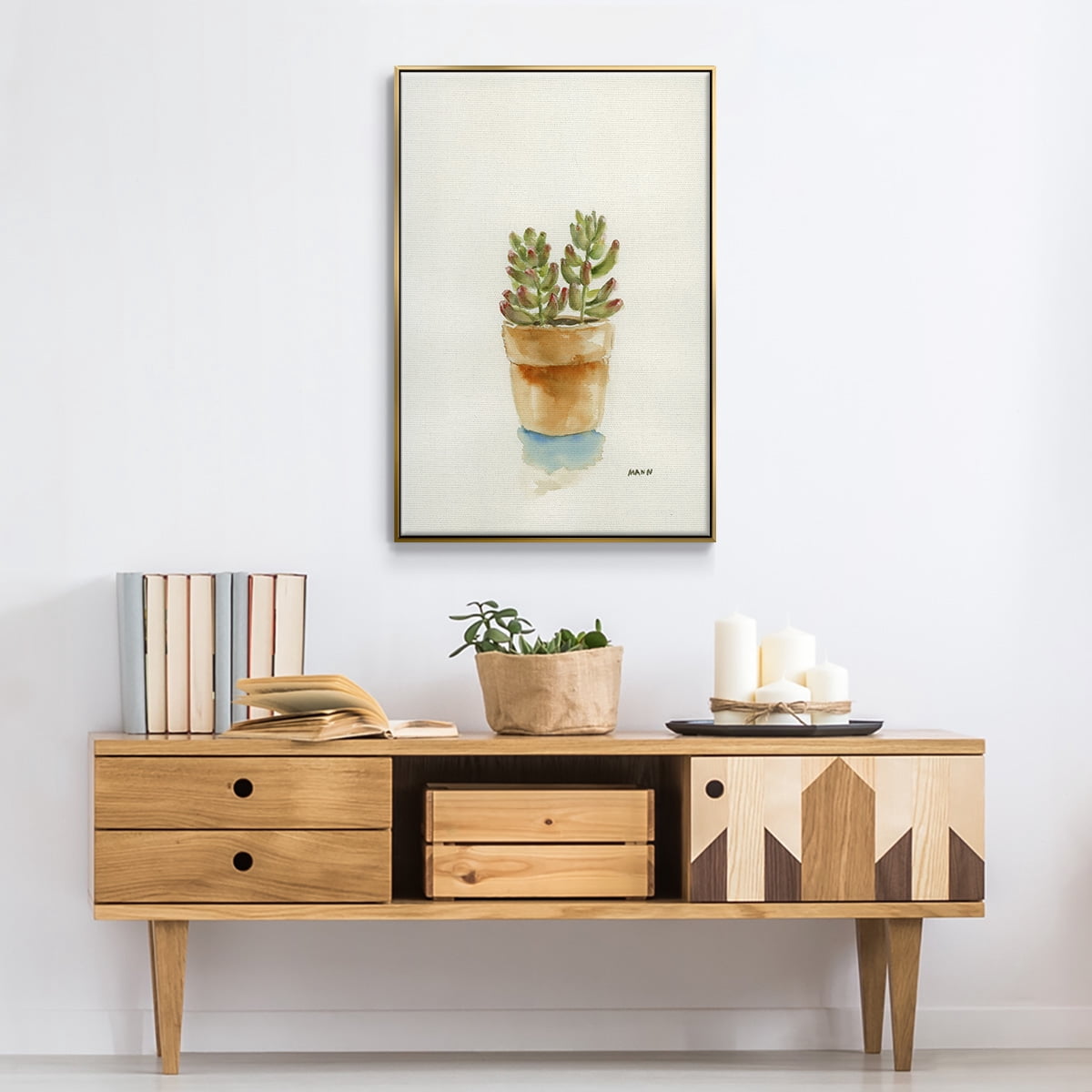Succulent III Framed Premium Gallery Wrapped Canvas - Ready to Hang - 17 x 25 - Gold Floating Frame