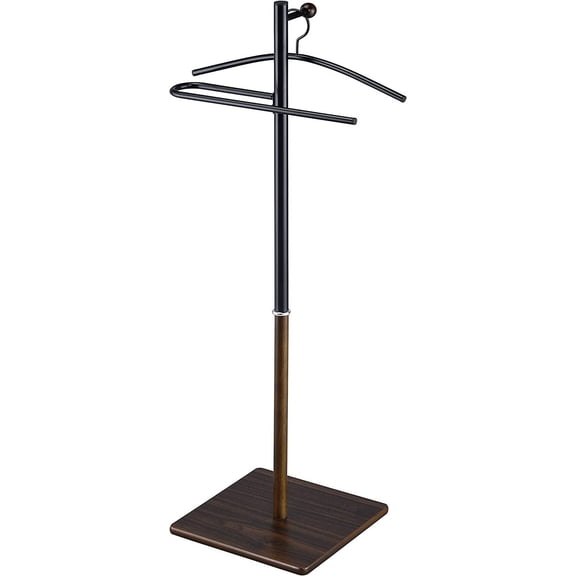 Proman Products VL17240 Kumo Freestanding Metal Valet Stand Organizer with Removable Hanger, Trouser Bar, Walnut, 18" W x 11.5" D x 41" H