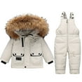 thumbnail image 2 of Toddler Boys Girls 2-Piece Snowsuit Windproof Jacket with Furry Hood Waterproof Snowproof Winter Thermal Outdoor Snowboarding Suit 1-5 Years, 2 of 4