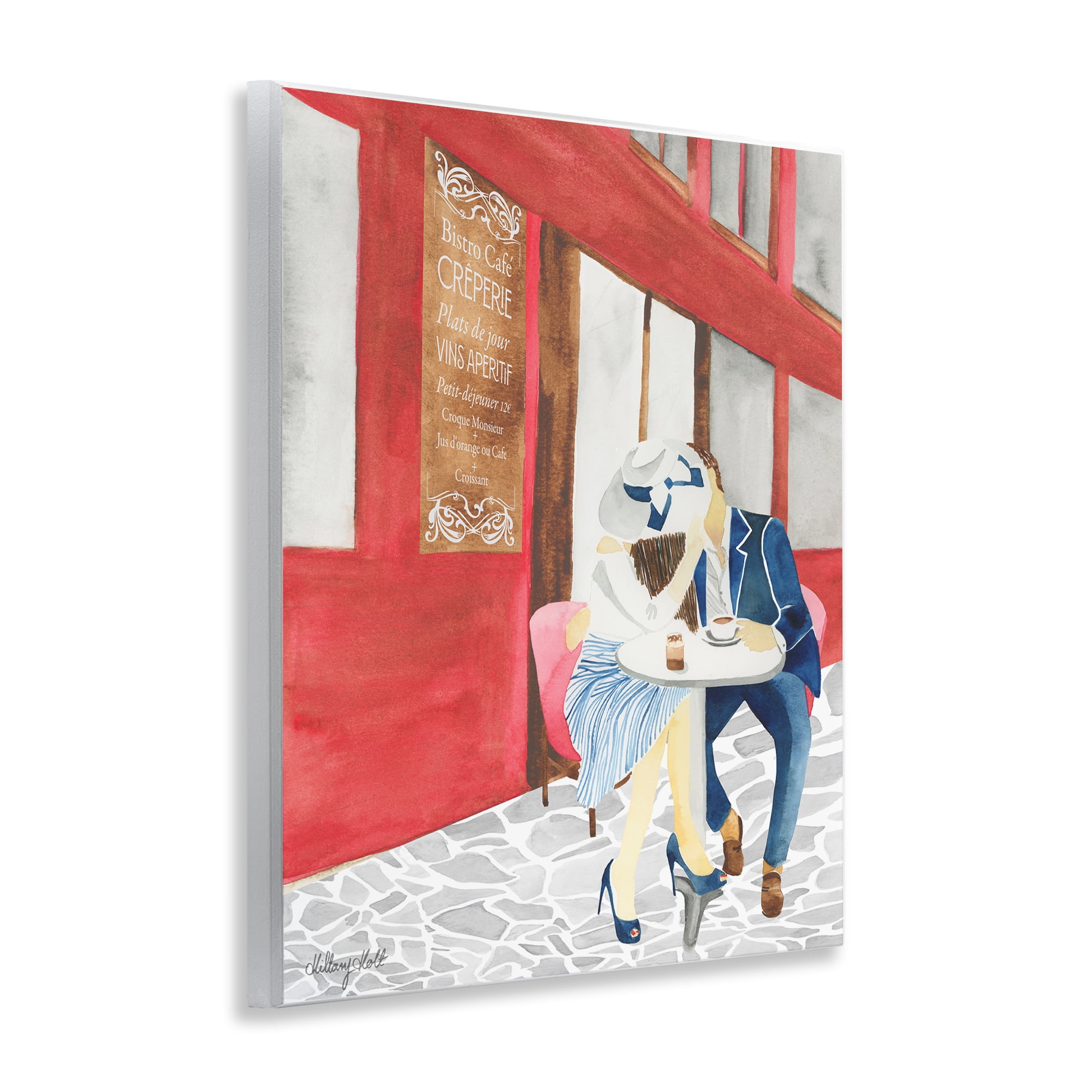 Stupell Industries Kiss At Parisian Cafe Wall Plaque Art, design by Hillary Holt