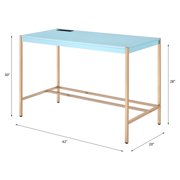ACME Midriaks Writing Desk with USB Port in Baby Blue and Gold