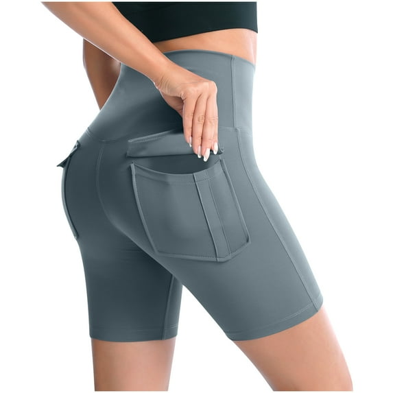 Ausyst Shorts for Women Gym Shorts Summer Clearance Pure Pocket High Waist Hip Stretch Running Five Points Yoga Pants