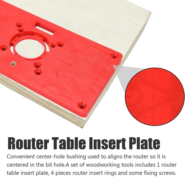 Router ABS Plastics Woodworking Engraving Machine Flip Board Milling And Slotting Tool Trimming Machine Woodworking Tool Multifunctional Router Table Insert Plate With 4 Rings
