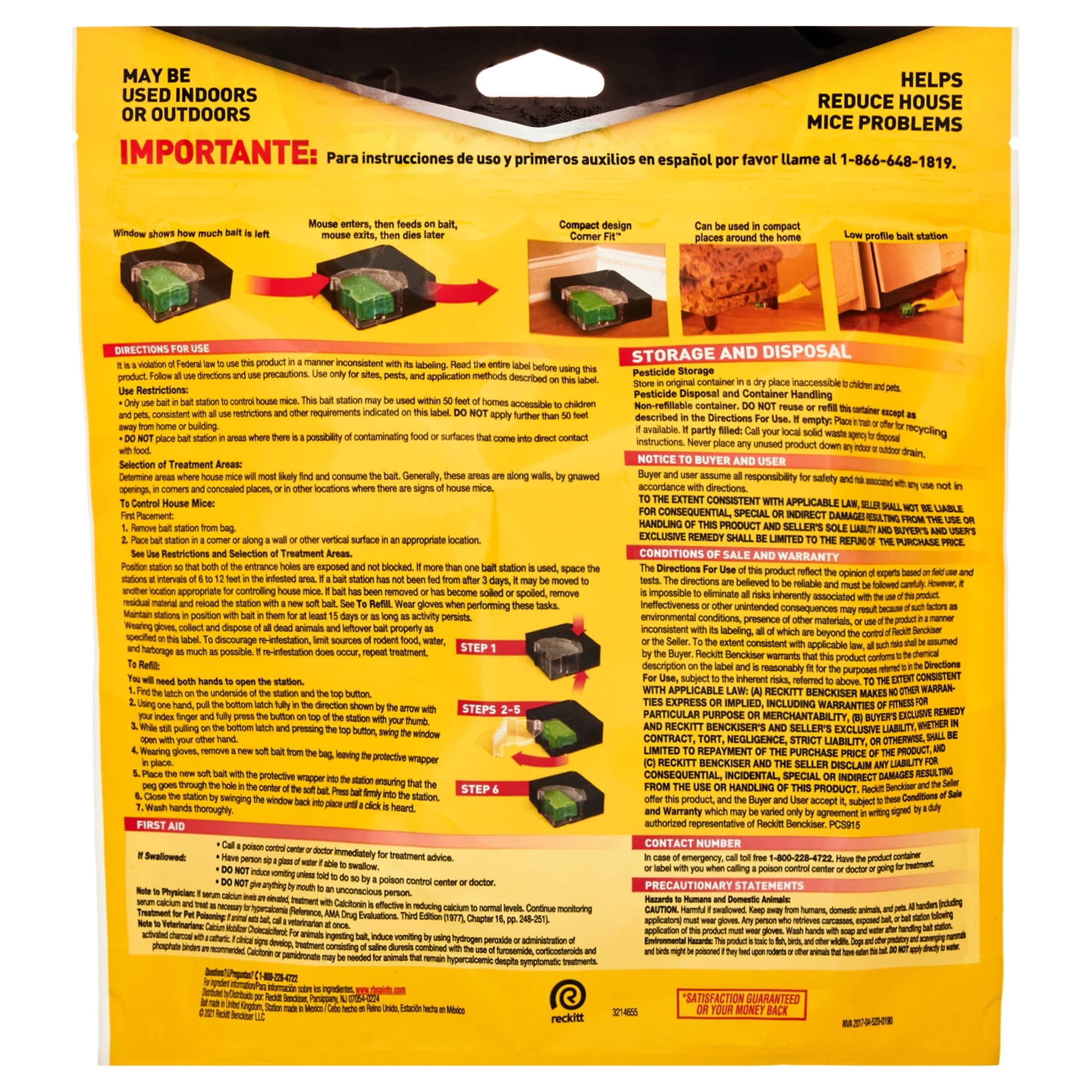 d-CON Refillable Corner Fit Mouse Bait Station, 1 Trap, 10