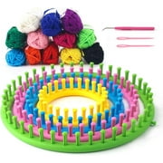 VGOODALL 19PCS Round Knitting Loom Set, Circular Loom Set with 12 Skeins Acrylic Yarn Basic Knitting Crochet Supplies for Hat Scarf Shawl Sweater Sock Knitter
