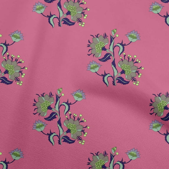 oneOone Cotton Flex Pink Fabric Leaves & Clover Diy Clothing Quilting Fabric Print Fabric By Yard 40 Inch Wide