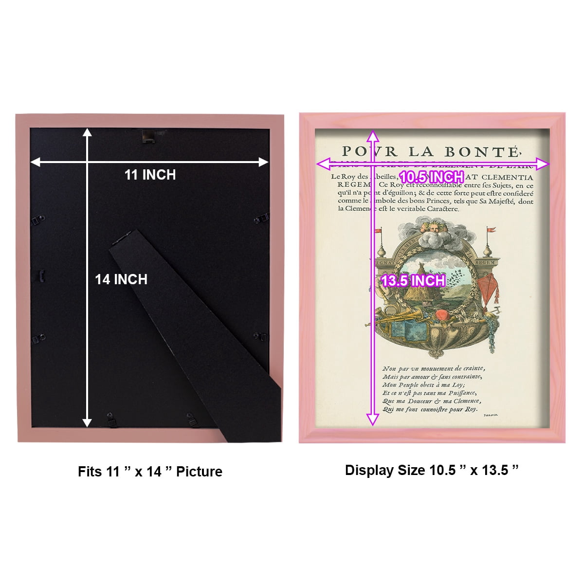 Printed Embellished Bookplate III - Framed Print w/glass - Sunset Pink