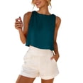 thumbnail image 3 of AnuYalue Linen Tank Tops for Women Loose Fit Crew Neck Cropped Tees Summer Beach Sleeveless Shirt, 3 of 9