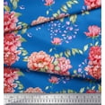 thumbnail image 2 of Soimoi Poly Georgette Fabric Leaves & Peony Floral Print Sewing Fabric Yard 52 Inch Wide, 2 of 5