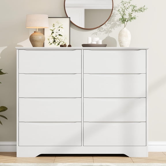 8-Drawer Wooden Dresser, Tall Modern Closet Chest with Deep Storage & Wide Top – Large Long Dresser for Bedroom, Living Room, Hallway & Kids Room