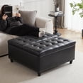 thumbnail image 4 of Kingfun 35.5" Large Square Ottoman Bench, Tufted Upholstered Coffee Table Ottoman with Storage, Oversized Ottomans Toy Box for Living Room Bedroom, Black, 4 of 13