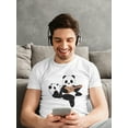 thumbnail image 2 of Panda Playing Guitar Men White T-Shirt, Male Medium, 2 of 4